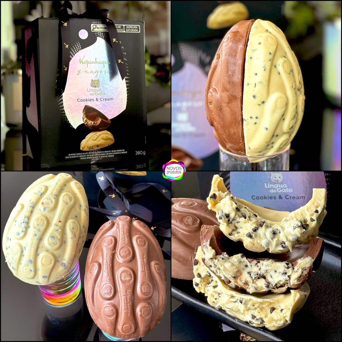 😋😋😋 O ovo de Páscoa perfeito para os indecisos:

Meio a meio com recheio de cookies &amp; Cream, da Kopenhagen: