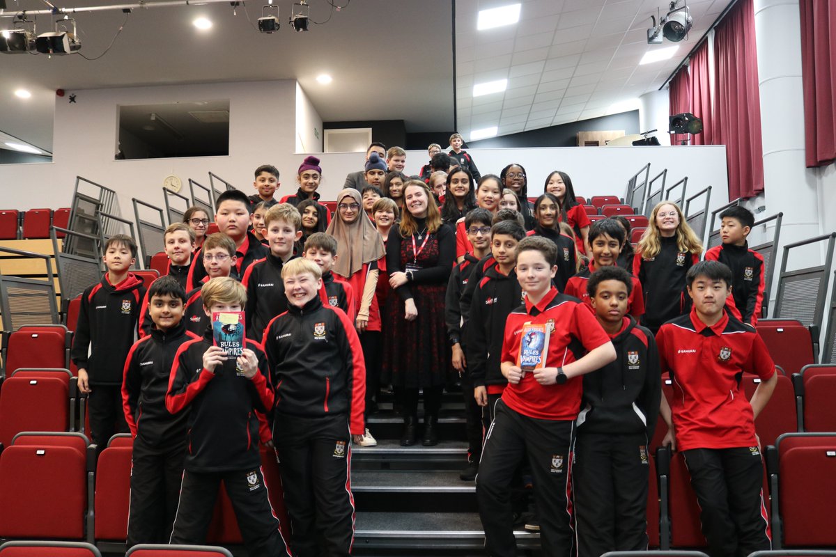 Thank you to the brilliant Vampire Alex @foulkeswrites for a very enjoyable Thursday afternoon @nottshigh where Y7 were in stiches hearing about your process, journey, disasters along the way.  The books were sold out.  We invited you in so it was our own fault. @simonshuster