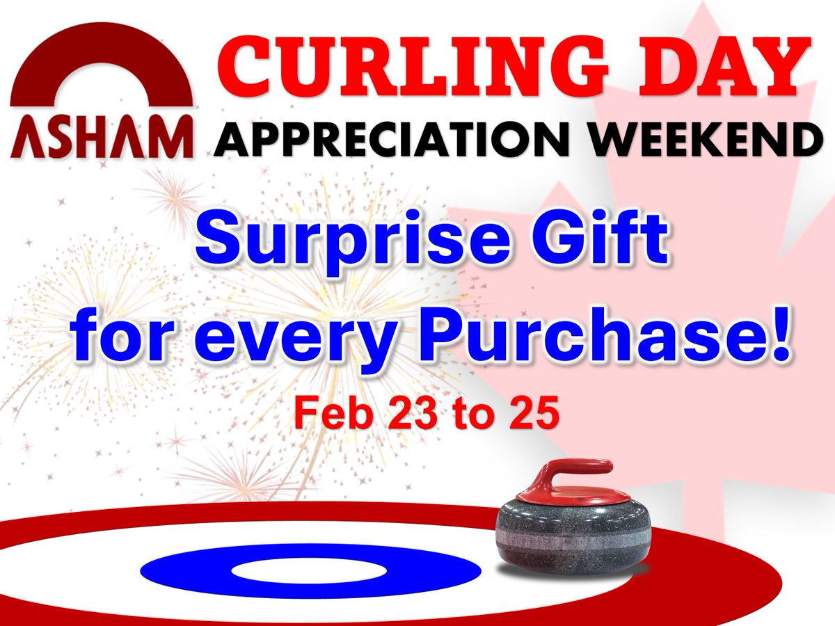 Score big on Curling Day! 
Get a surprise gift with every purchase online and in-store – it's our way of sweeping you off your feet!
Don't miss out on this exclusive offer, shop now and celebrate the sport you love! 🥌🎁 

#CurlingDaySurprise
#AppreciationWeekend
#Asham