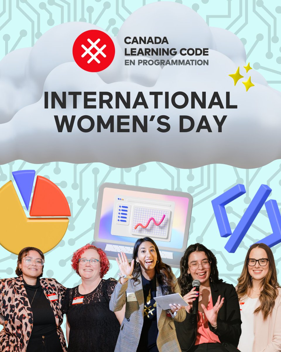 learningcode's tweet image. 🌟🙋♀️ Celebrate International Women's Day with Canada Learning Code on March 7 and 8, 2024! 💻 Register now at one of our three in-person events in Vancouver, Ottawa, and St. John’s: canadalearningcode.ca/international-… #CanadaLearningCode #InternationalWomensDay #WomenInTech #WomenInStem