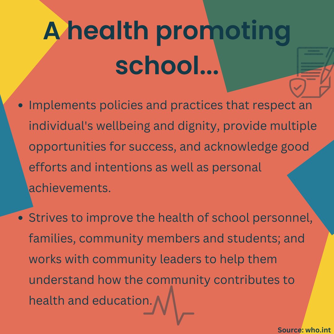 Learn what makes a health promoting school according to the World Health Organization (WHO) 🍎🏫

Do you notice any of these traits in the schools you've been to or worked in? 🤔