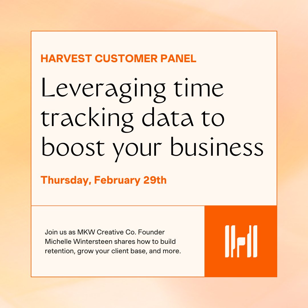 Join us on Thursday, February 29th for a Q&A panel with Michelle Wintersteen, Founder of marketing agency MKW Creative Co. as she gives the inside scoop on how to harness the power of time tracking data. Register and get more details here: hubs.la/Q02m5Qyl0