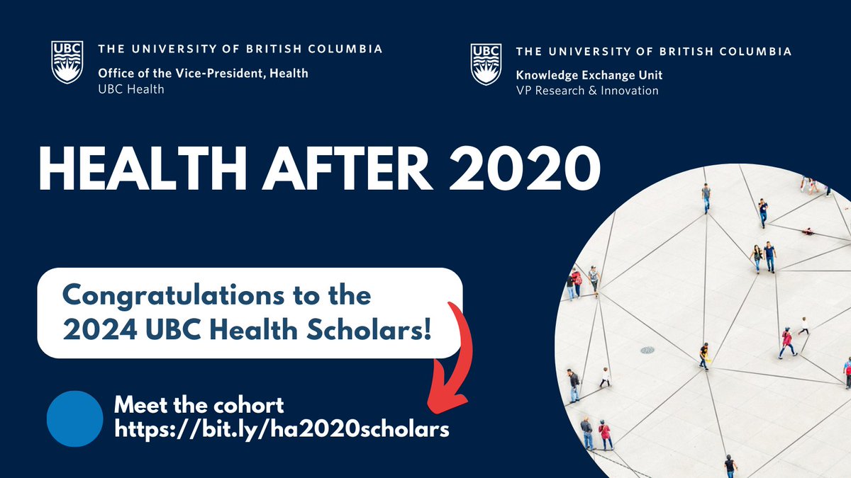 RECIPIENTS ANNOUNCED: Introducing the Health After 2020 Year 3 Cohort! These researchers will be undertaking innovative health-oriented research projects – meet the 2024 UBC Health Scholars here: bit.ly/ha2020scholars