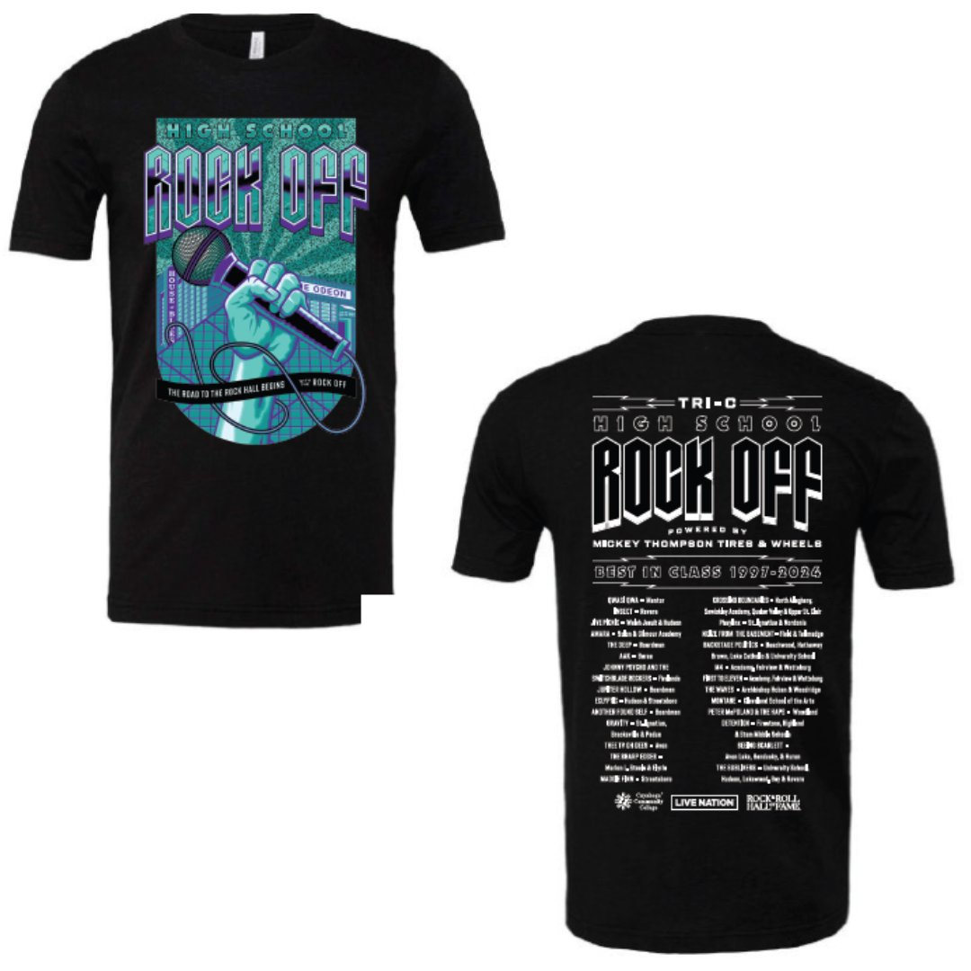 HSRockOff's tweet photo. EXCLUSIVE‼️ To commemorate the past 27 incredible years of #HSRockOff, we created a limited edition t-shirt honoring the Best in Class from '97-'24 🤘 

Shirts will be sold at the Final Exam at 6pm doors + only available that evening.

🎨@okpants 
🎟 https://t.co/jEX5RlcAJw https://t.co/RTCZwZYCuf