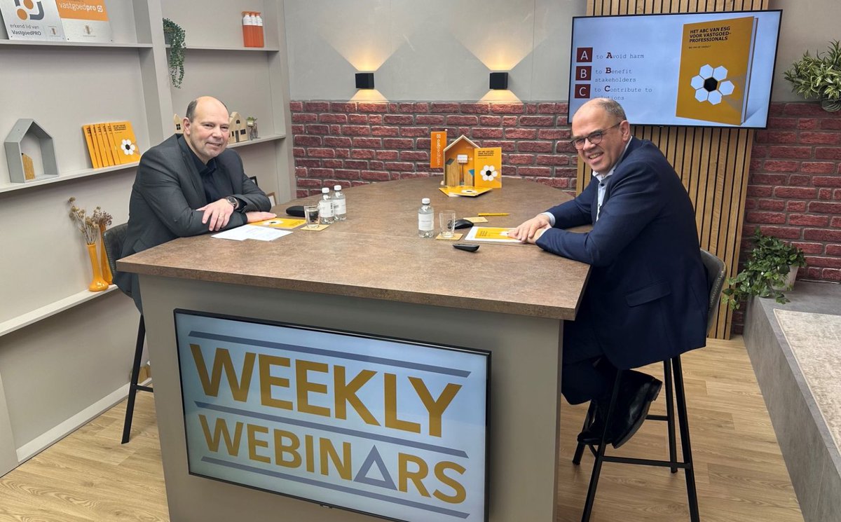 Te gast vandaag bij Weekly Webinars van #VastgoedPro voor een gesprek over ‘Het ABC van ESG voor vastgoedprofessionals’ #vastgoed #duurzaamheid #ESG #makelaar #taxateur. Volgende week terug te kijken via stratego-advies.nu