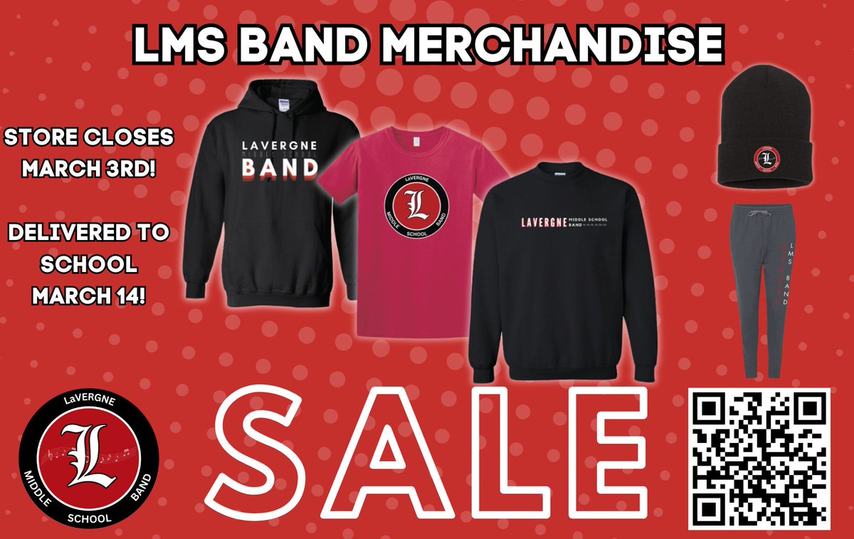 BandLavergne's tweet image. sei.printavo.com/merch/lavergne…
For a limited time, get your LMS Band apparel and represent!  Perfect for friends and family.  $5 of every sale goes back to LMS Band! #lmslevelup #lmsband