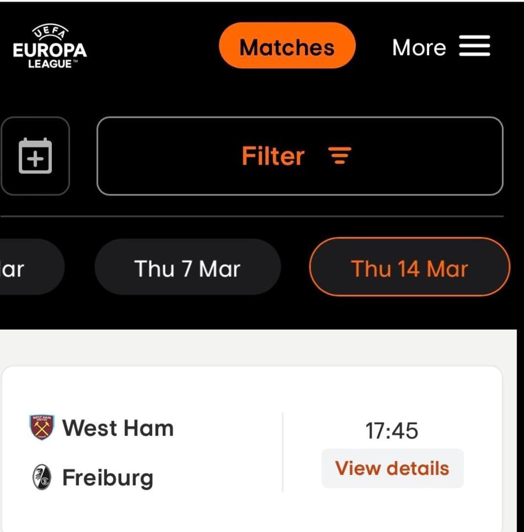 westhamfootball's tweet photo. 5.45pm on a work day is going to be a struggle for many on 14 March https://t.co/5yIMVKubHP