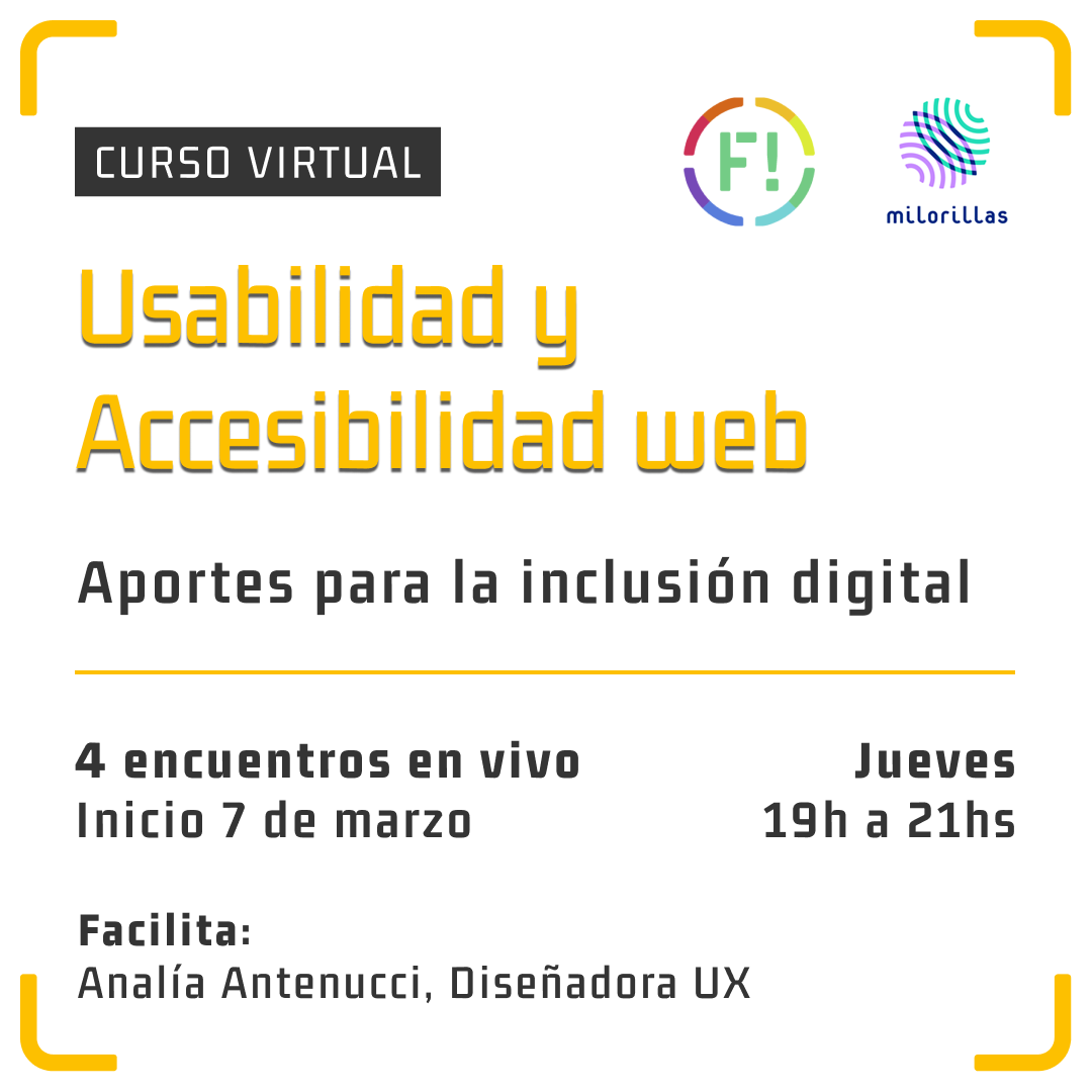 FactorialCoop's tweet photo. ¿Querés que tu web sea más accesible para todas las personas? ¿Te interesa trabajar en mejorar la inclusión digital? Este curso es para vos!

Inicia el 7/3, duración 4 encuentros. 
100% virtual
Para más info e inscripción mandanos un DM o por mail a comunicacion@factorial.coop.ar https://t.co/1WY1yEssuX