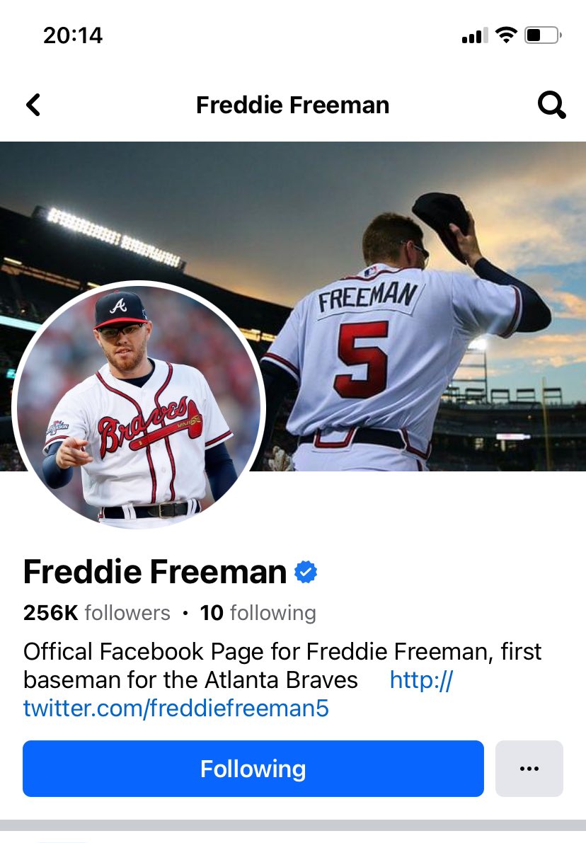 maehgorrne's tweet photo. Just noticed the official Freddie Freeman FB page is a little outdated https://t.co/oG1mMa2P4X
