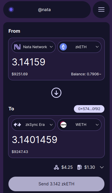 nata_network_io's tweet photo. Anonymously bridging $zkETH to @zksync is 🔥🔥
👇
https://t.co/HSwe1el3BM
#privacyBridge #natarouter https://t.co/5CGZnNNaUB