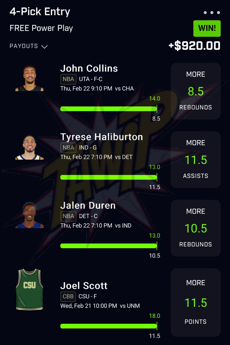 $920 GIVEAWAY TO SOMEONE WHO LIKES+RT 💰 (MUST BE FOLLOWING)

CASH THE $920 PROMO ENTRY ✅

WHO ELSE CASHED THIS?! NOBODY. 😤

I'M GIVING IT ALL BACK TO YOU GUYS! 🫶🏻

#PrizePicks | #PrizePicksNBA | #GamblingX | #PropBets | #NBAX | #PlayerProps | #DFS | #DraftKings