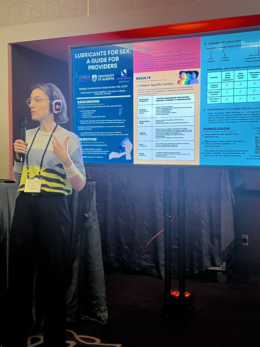 Impressive research and KT tool out of <a href="/UAlberta_FoMD/">UAlberta Med & Dent</a> by <a href="/Sanja_Kostov/">Sanja Kostov, MD, CCFP 🇨🇦</a> and Ryleigh Vanderschee presented <a href="/ISSWSH/">ISSWSH</a> #isswsh2024 <a href="/SocietyPelvic/">Canadian Society for Pelvic Medicine</a> great resource for evidence-based personal lubricants