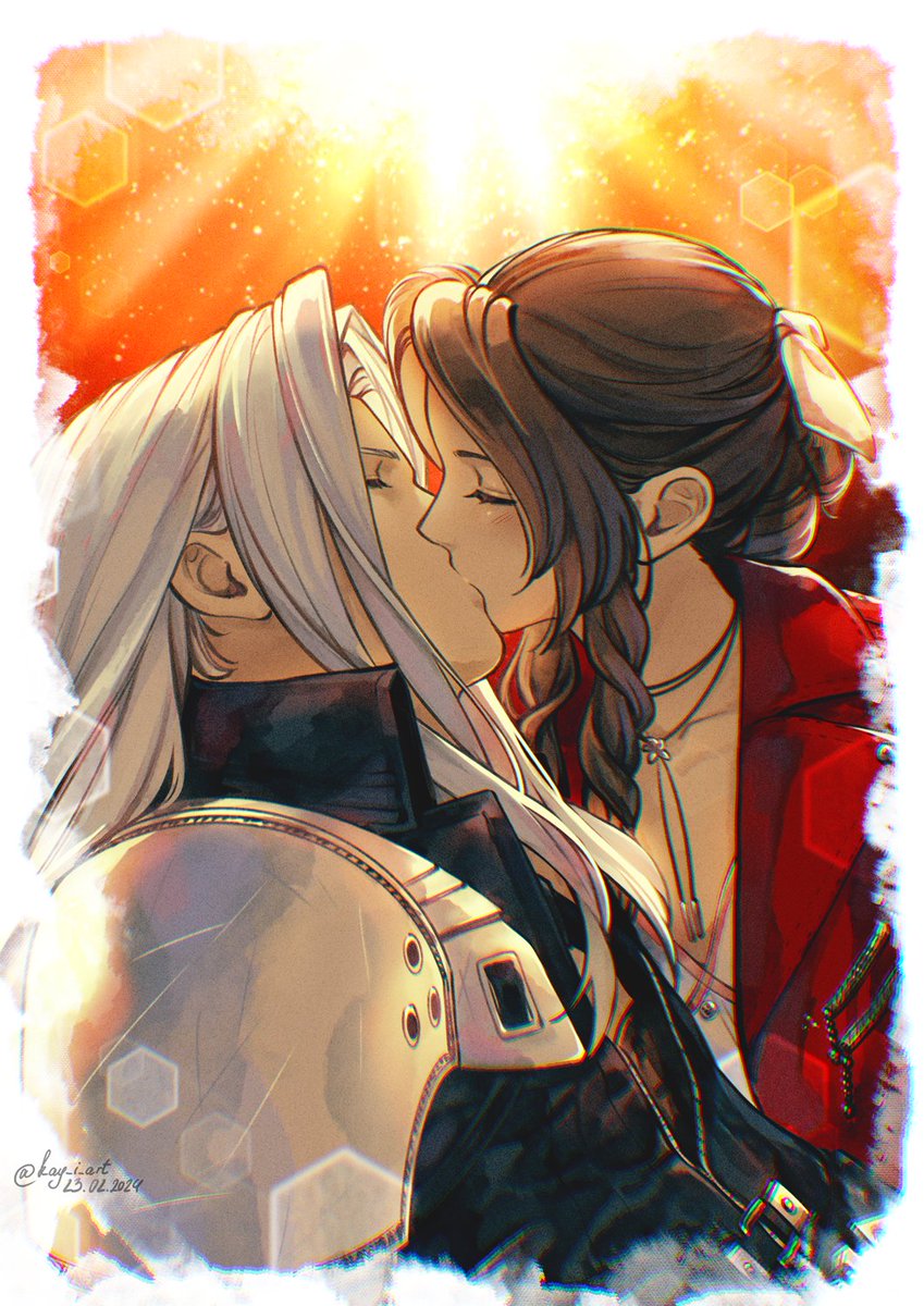 just a kiss😘 #FF7R #セフィエア #Sephiroth #Aerith