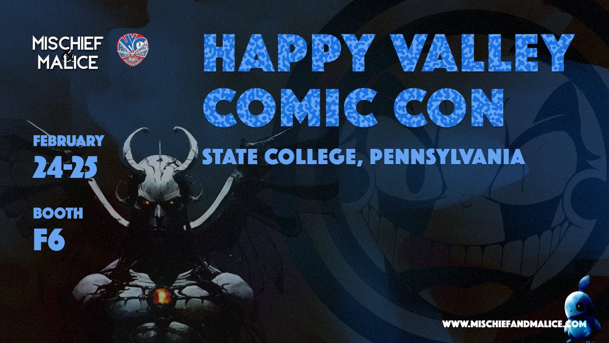 MischiefMalice_'s tweet photo. We are excited to announce that Mischief &amp; Malice TCG will be at the Happy Valley Comic Con this weekend in State College, PA!

Come find us at booth F6, as we’ll have some promos, merch, and a chance for you guys to try out the game in person!

https://t.co/NKAy9mirZM https://t.co/ahANH8B9uX
