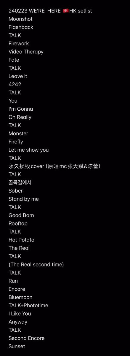 iamjulyjoy's tweet photo. 240223WE'RE  HERE 🇭🇰HKsetlist

#NFlying #엔플라잉 #WEREHERE 
/If there are errors or omissions, please indicate https://t.co/7LOop8MkpA