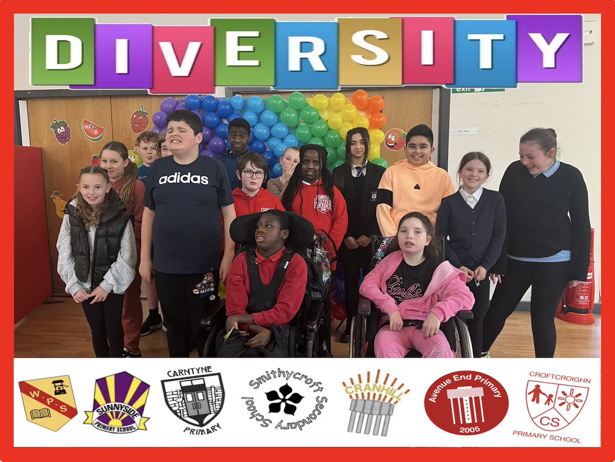 Our learning community celebrated
Diversity Day together. ❤️#EveryoneisWelcome @Croftcroighn @SunnysidePri @CranhillP @WallacewellPS @carntyneprimary 
@smithycroft282 
🔴⚪️🔴⚪️🔴⚪️🔴⚪️