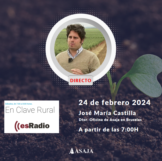 Mañana en <a href="/esclaverural/">En Clave Rural</a> @EsRadio 🗣️ <a href="/JMCASTILLABARO/">JOSÉ MARÍA CASTILLA</a> nos explica, desde #Bruselas, que decisiones necesita el campo que se tomen. 
#UnidadDeAcción 🚜🚜
esradio.libertaddigital.com/en-clave-rural/