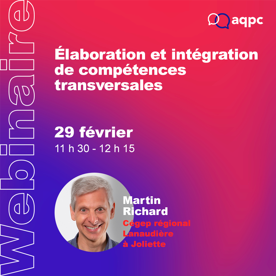 nperreault's tweet photo. | Les webinaires de l'AQPC : gratuits, ouverts à tous et avec interprétation simultanée | Découvrons une démarche permettant d'intégrer des compétences transversales dans un programme d'études. https://t.co/ilpq5dIaUs @AQPedCol @CegepLanaudiere @marichard2 https://t.co/F0K6GBPP6K