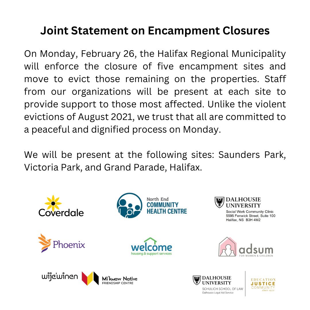 A joint statement on encampment closures.