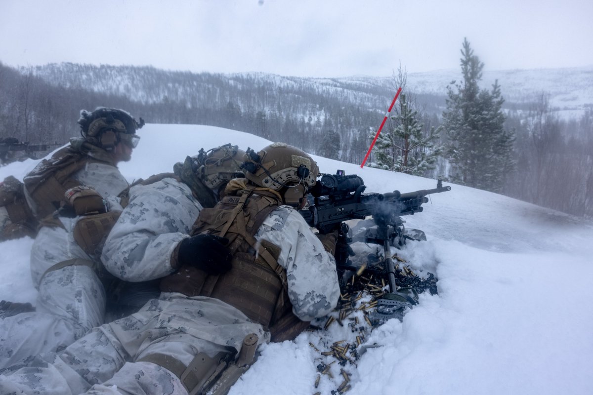 Let it go, let it go❄️
📍Norway
#Marines w/ @2dMarDiv, conduct a platoon live-fire  range in preparation for the NATO exercise #NordicResponse24.
@USMC📷 Cpl. Kumakaw
 @USMCFEA @iimefmarines @DeptofDefense @US_EUCOM
#iimef #NR24 #NATO #coldweather #training #military #Marines