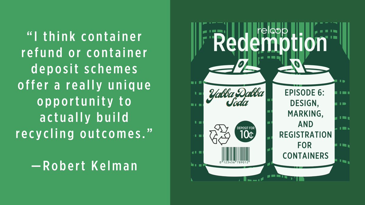 Ep. 6 of Redemption is live! 

Bottle design, marking, &amp; registration make recycling easy for consumers. Lynn Hoffman, Henriette Schneider, Rob Kelman, &amp; <a href="/MrMikeNoel/">Mike</a> chat about effective standards &amp; areas for improvement in the U.S., Germany, &amp; Australia. ow.ly/KwAW50QH9zm
