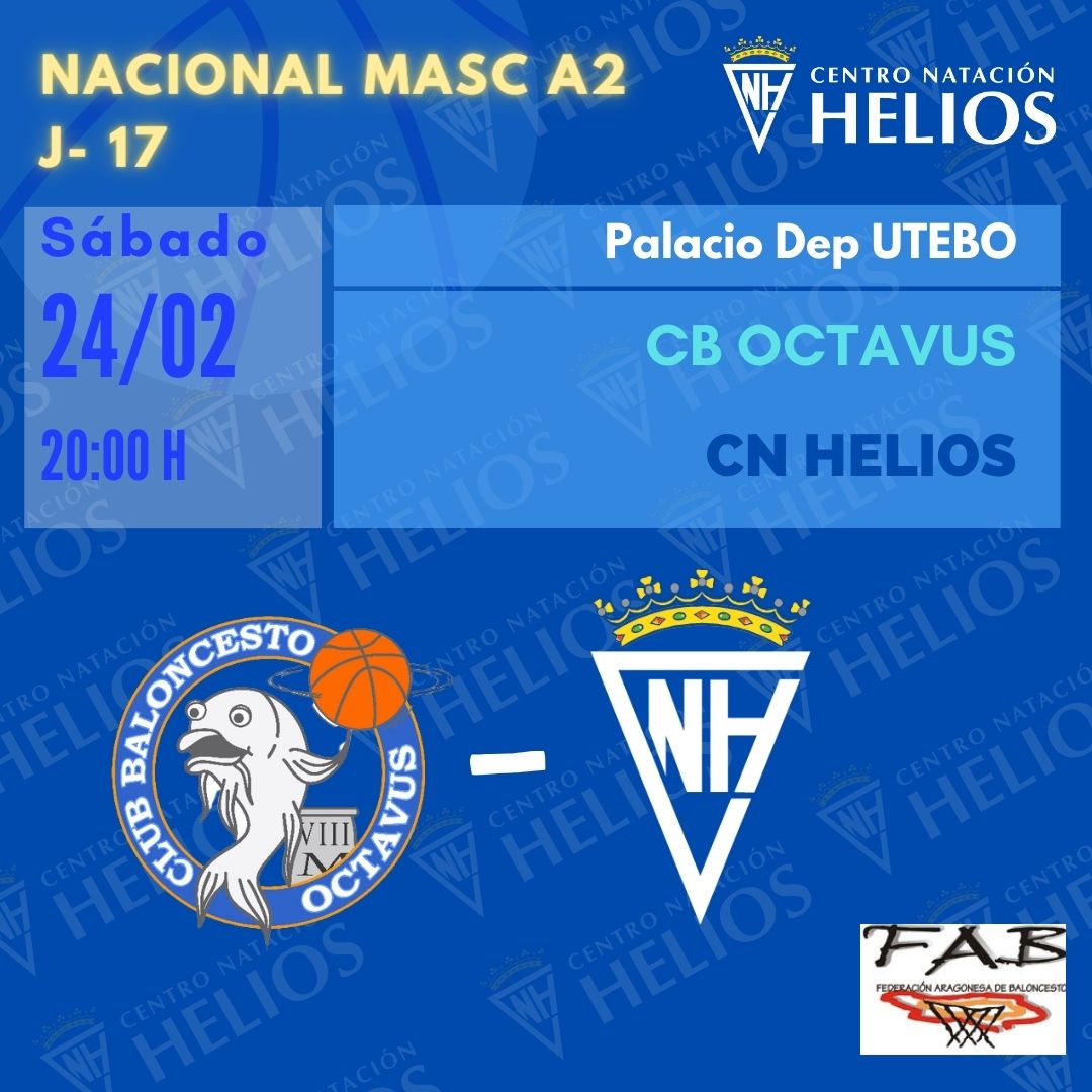 NACIONAL MASCULINO
Por orden cronológico, el sábado tarde nuestro A2 se desplaza a Utebo:
📆 Sábado, 24 de febrero
⌚ 20:00 h
🏟 Pal Dep UTEBO
vs CB Octavus

Y el equipo A1 jugará el lunes tarde-noche
📆 Lunes, 26 de febrero
⌚ 20:30 h
🏟 Pab CUARTE
vs Basket Cuarte
💙💙💙🏀🏀🏀