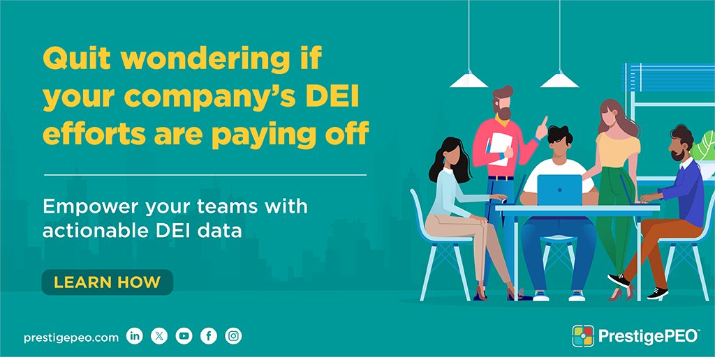 PrestigePEO's tweet image. Are your business’ #DEI efforts paying off? Learn the important role #data plays in driving progress in your organization and get effective strategies to simplify data presentations, empower your teams, and achieve your organizational goals.  bit.ly/49kYj7M #DEIdata