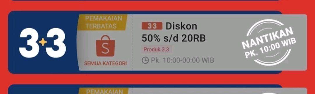 Rekomendasi toko 3.3 yang bisa pakai diskon 50% s/d 20rb | Shopee

Toko Tissue
shope.ee/3pyyNMigwk

Migor/kayu putih dll
shope.ee/20XKC9GhEL

Skincare 
- Tntbeauty
shope.ee/AUVsJew6NE
- Cozme
shope.ee/3AjHaDELKs
- senorita
shope.ee/1LHdOsG2vH