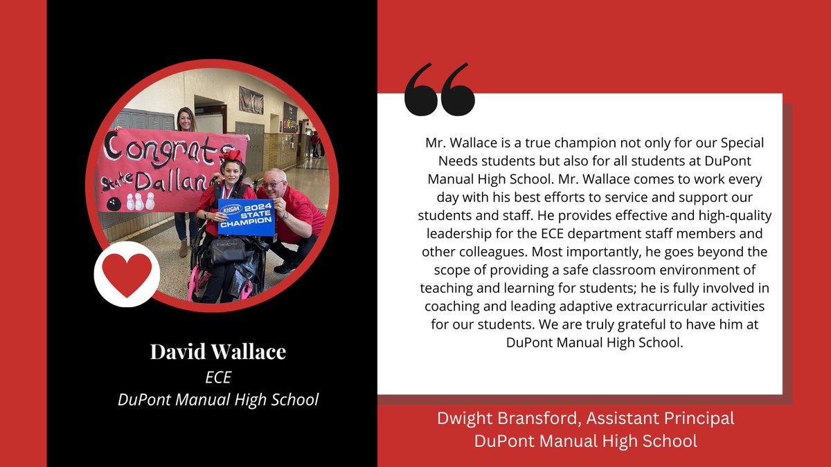 We love this shout out for David Wallace @duPontManual! Thanks to AP Dwight Bransford for sending an ECE shout out! @JCPSKY