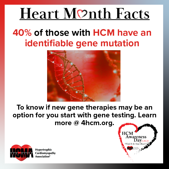 Did you know? 40% of those with #HCM have an identifiable gene mutation. Talk to your cardiologist about genetic testing to learn more. Tenaya is pleased to support @4hcm's efforts to increase awareness of hypertrophic cardiomyopathy. Learn more at 4hcm.org.