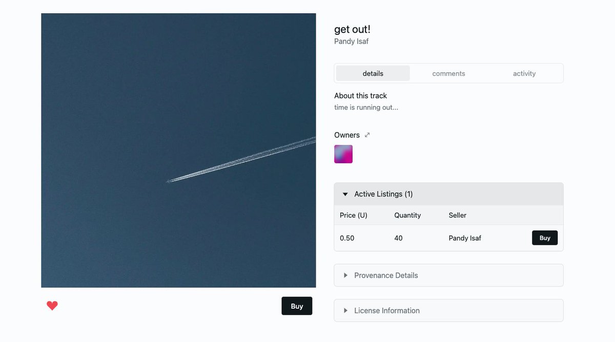 New music Friday 🎧🔥

get out! by Pandy Isaf

Purchase this song on either BazAR or <a href="/arcadia_sound/">Arcadia</a>

With UCM being an open and composable protocol, users can choose the interface that makes the most sense to them. 

That's the beauty of the permaweb. 🐘✨