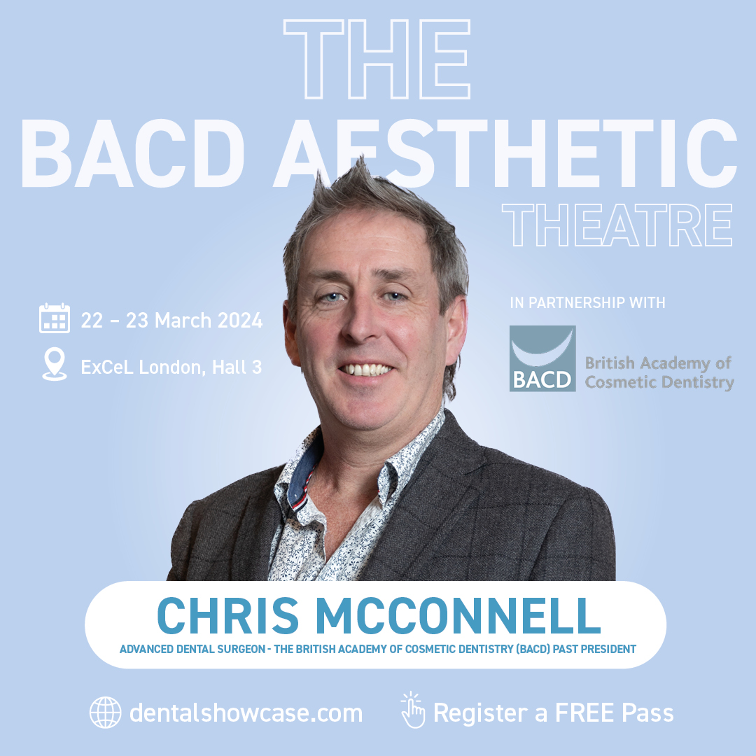 Are you looking for veneer options that deliver outstanding results, are stress free to place, maximise your return, are easy to repair and fully consent proof?

Join Chirs McConell in the BACD Aesthetic Theatre, Friday 22nd March 15:00.

dental-showcase-2024.reg.buzz/social @theBACD