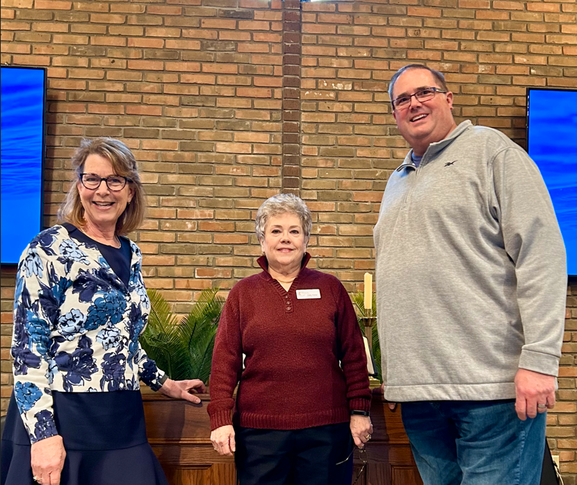 iumch1915's tweet photo. Children’s Home Foundation Executive Director Christy Huston and Spiritual Life Director Pastor Perry Montgomery welcomed @MetroMinistry Executive Director Patty Fisher (center) to Gress Memorial Chapel yesterday. Patty toured the campus and met students! #Hopehasahome https://t.co/dVZ3Bh2a4q