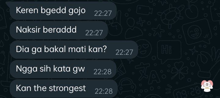 jjk! warning spoiler

emmm gmn bilangnya ya... 

dia baru nonton jjk btw 😭