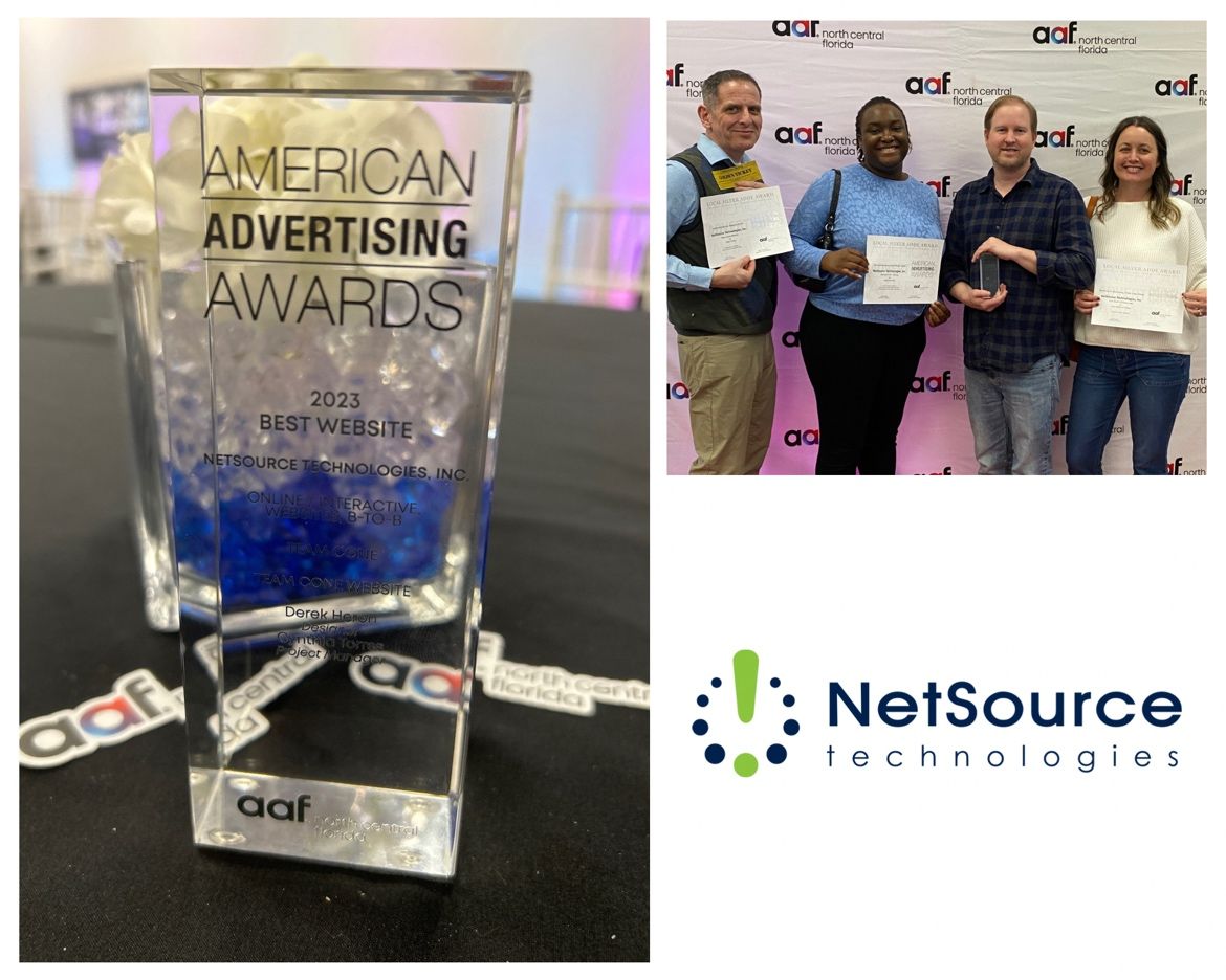 NetSourceInc's tweet image. NetSource cleaned house @ last night&apos;s American Advertising Federation of North Central Florida ADDY Awards!  3 Silver Awards &amp;amp; “Best in Category” for 1 of our client websites. Plus great food from #CilantroTacos and drinks from #DaftCowBrewery #TeamNetSource #NetSourceDifference
