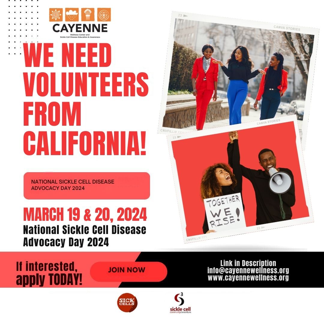 CayenneWellness's tweet photo. Californians we need you to support the SCD Policy forum hosted by @SickCells and @SCCConsortium!
Starting March 19th-20th
🔗Register at: https://t.co/ylbodYsjSg
#SickleCellAwareness #SickleCellDisease #SickleCellWarriors #SickleCellAdvocates #CaliforniaAdvocacyDay #SCDEvents https://t.co/sEXz1qoQwl