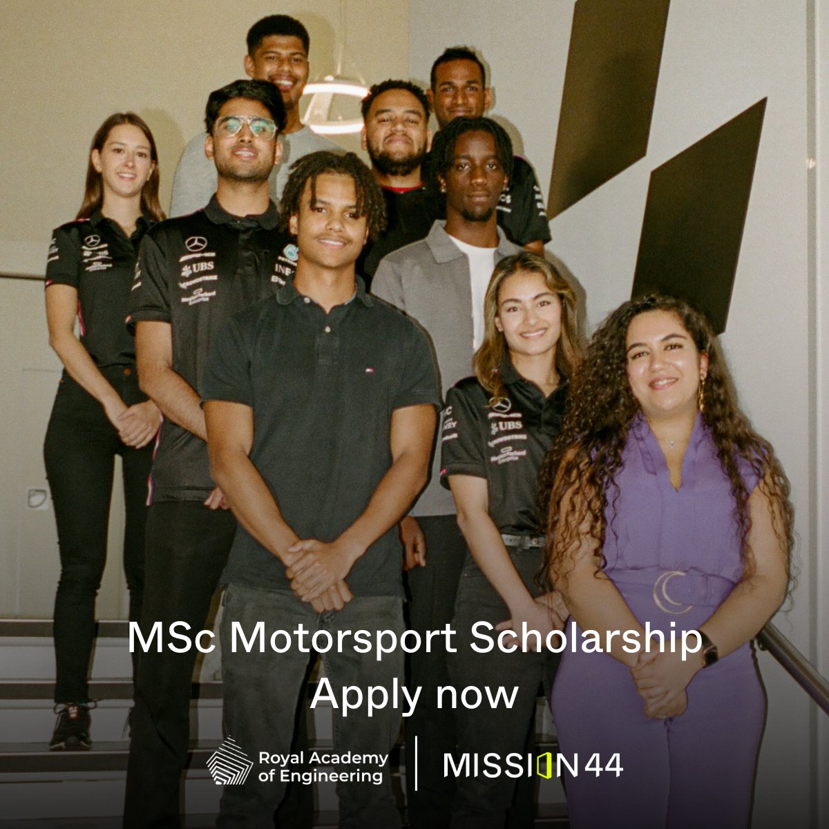 Less than three weeks until applications close! Together with @RAEngNews and @MercedesAMGF1, we launched the MSc Motorsport Scholarship, providing financial and career support to students from Black and mixed Black backgrounds. Apply now: raeng.org.uk/msc-motorsport…