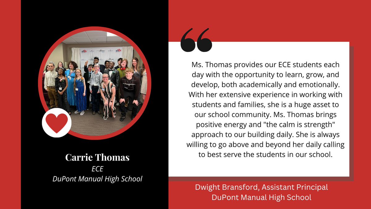 Student-centered✅ Family Engagement✅ Positive Energy✅ Ms. Thomas @duPontManual checks all the boxes! 👏 Thanks to AP Dwight Bransford for sending an ECE Shout out! @JCPSKY