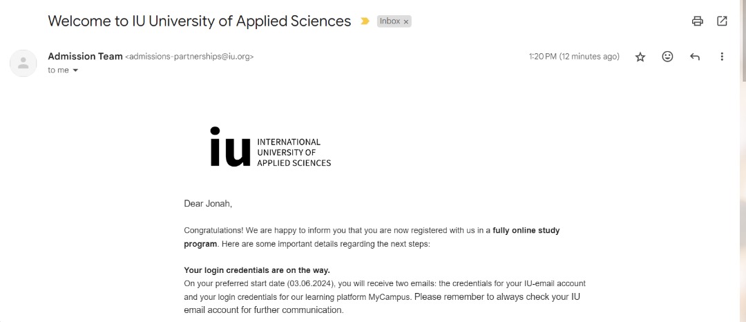 😁😁😁 I was accepted into the International University of Applied Sciences, Germany, to study Business & IT. Thank you  @RLabs, and Study Access Alliance, for this opportunity.