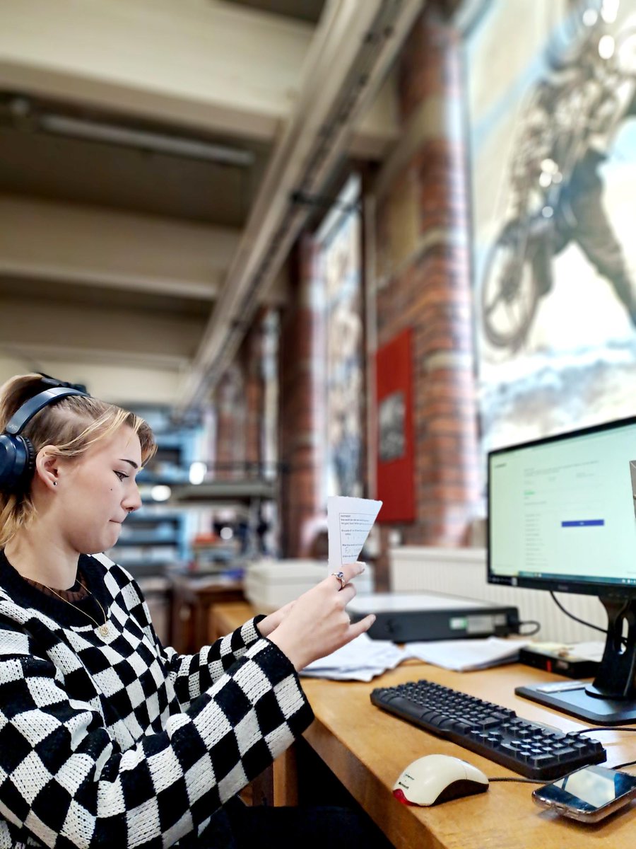 @ShipleyCollege Industry Student, Edie, is inputting ArtsCouncilEngland Illuminate visitor surveys. This is great work experience for BTEC Art students on cultural audience research with major funding bodies. #BradfordIndustrialMuseum