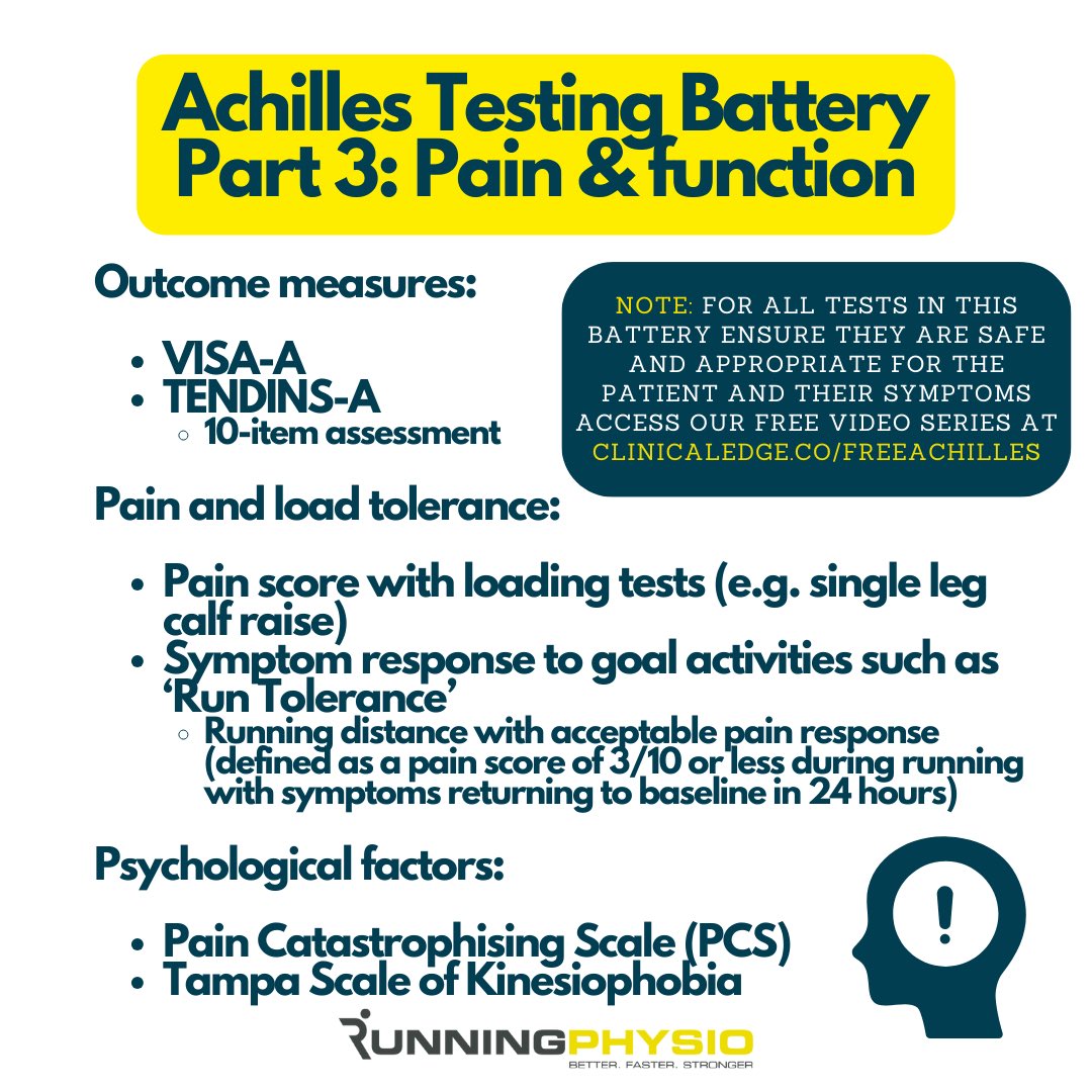 This Achilles Testing Battery from our video series covers key assessments for patients with Achilles Tendinopathy. For more on reducing pain, progressing rehab and planning a successful return to sport access our free videos at clinicaledge.co/freeachilles