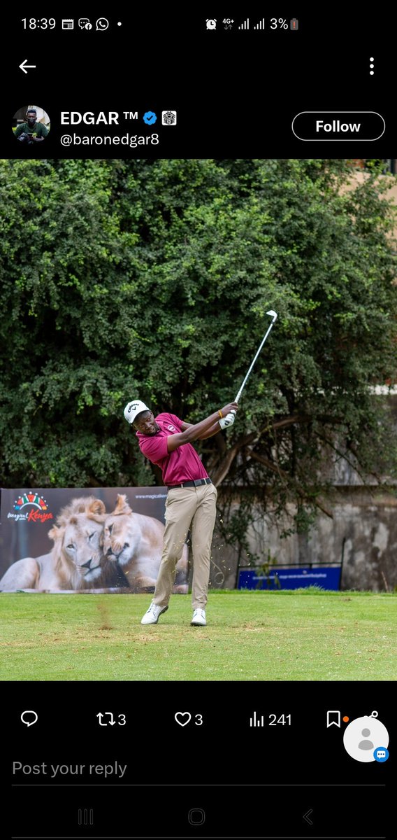 Congrarulations. Uganda's Ronald Rugumayo is the only East African to make the cut in the @DPWorldTour #MagicalKenyaOpen. His share of the Shs9bn prize money depends on how he plays in the next two days.
#MKO2024 
#TeeOffUganda