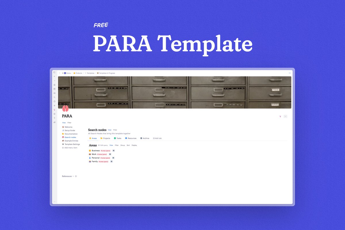 A super simple PARA Template for <a href="/tana_inc/">Tana</a> is live on canou.co for absolutely free  

If you are looking to start off in Tana and would like to use Tiago Forte's methodology then this is a great starting point  

Get the template here 👉🏽: canou.co/products/para-…