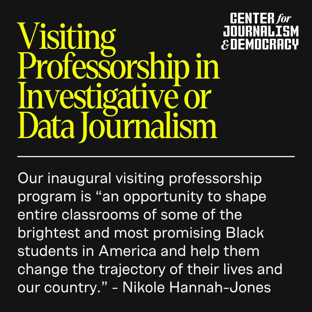 Our inaugural visiting professorship program is “an opportunity to shape entire classrooms of some of the brightest and most promising Black students in America and help them change the trajectories of their lives and of our country.' @nhannahjones Apply: bit.ly/3RCjqMF