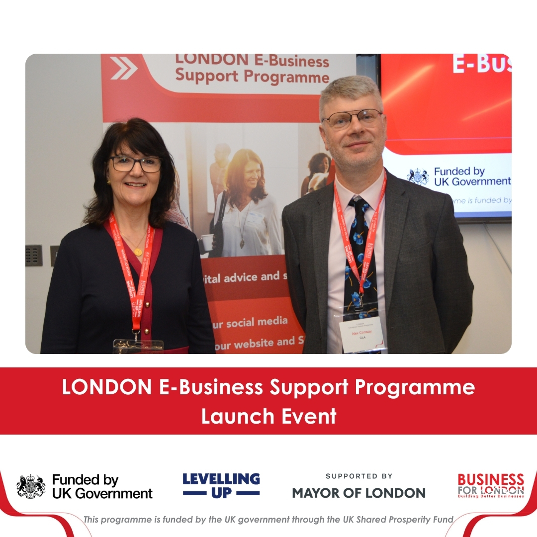 We were thrilled to welcome Alex Conway from the GLA as our guest speaker at the official launch of the LONDON E-Business Support Programme – pictured here with our CEO Despina Johnson.
#UKSPF #DigitalSupport #London #SMEs #Entrepreneurs #Launch