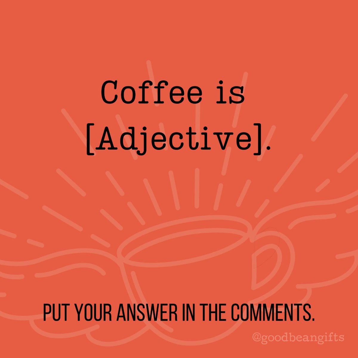 TennesseeTimHil's tweet image. Let's brew some laughter and creativity with this fun challenge!
Finish the sentence: Coffee is... 
I'll be sharing the top three answers with a shoutout. Ready, set, go! ☕

#FunnyCoffee #BeanHumor #ButFirstCoffee #goodbeancoffeegifts #goodbeangifts #needcoffee
