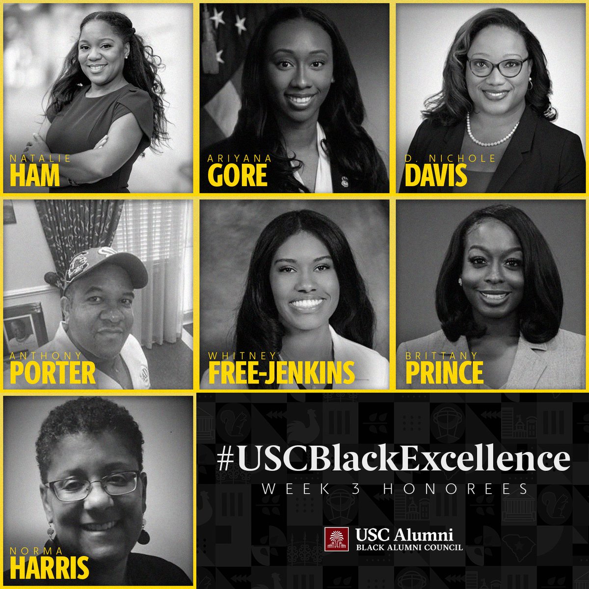 UofSCBAC's tweet image. Meet our third group of #USCBlackExcellence honorees!
📝 uofscalumni.org/news/29-days-o…