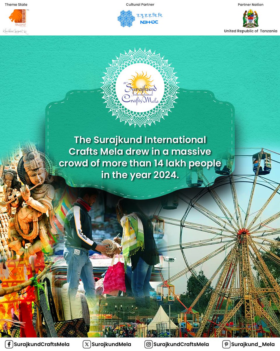 A massive crowd of over 14 lakh visitors from all over the world attended the 37th Surajkund International Crafts Mela. · #SurajkundMela2024 #SICM2024 #SurajkundCraftsMela #SurajkundMela #Surajkund #HaryanaTourism #craft #culture #music #food #tourism #art #fair #mela #india