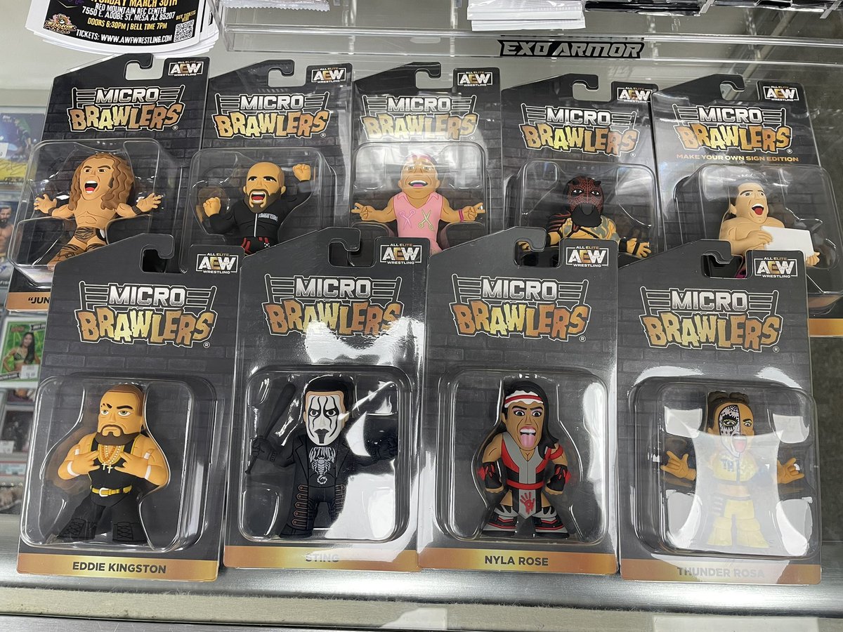 Open today 10-5pm

A small selection of AEW Micro Brawlers have been added to inventory. Stop in and check them out! 🌵 #wgsphx #wrestling #wrestlingstore #wrestlingguystore #wrestlingguystorephx #aew #microbrawlers