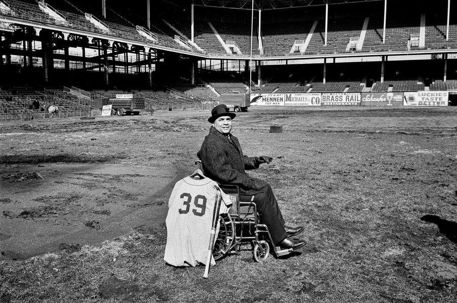 Roy Campanella at Ebbets Field on the day it is being demolished, February 23, 1960.
